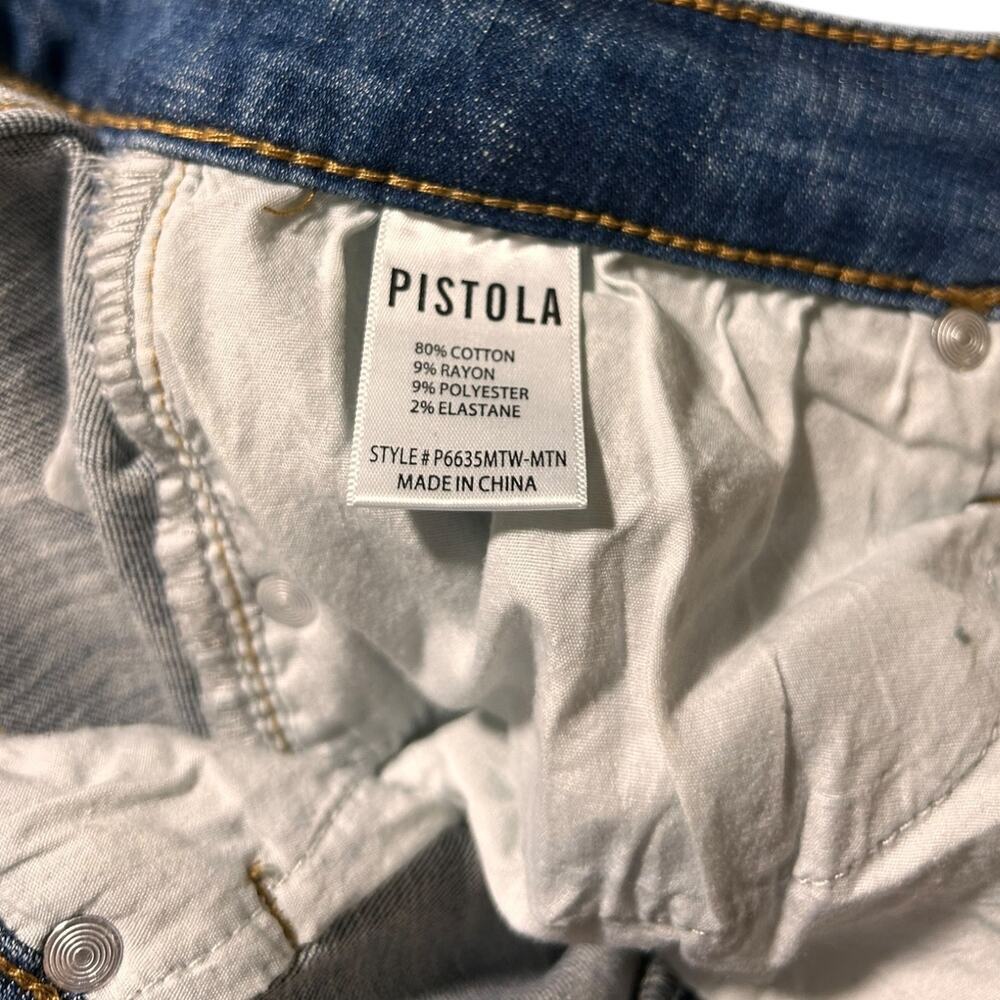 Pistola High Rise Distressed Skinny Jeans size 29 Medium Wash Blue Stretch Denim - Picture 6 of 6